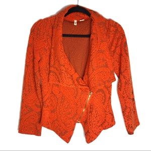 Anthropologie Moth Gust Paisley Knit Moto Cardigan